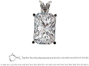 Radiant Natural Mined Diamond Pendant 14K White Gold (1.33 Ct H VS2(Enhanced) Clarity)