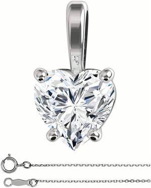 Heart Diamond Solitaire Pendant Necklace 14K White Gold (0.7 Ct,F Color,SI1 Clarity) GIA Certified