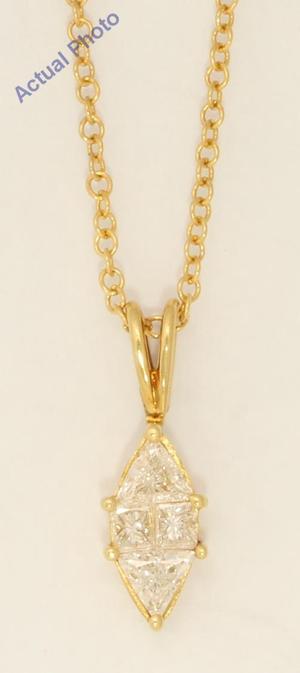 18k Yellow Gold Princess Marquise shape classic modern & triangle diamond pendant (0.55 Ct, J , VS )