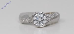 18k White Gold Round Bezel Setting Modern twist solitaire engagement dress diamond ring (1.27 Ct, F-g , SI2 )