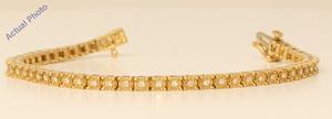 18k Yellow Gold Round Cut Floral heart shape modern diamond link tennis bracelet (0.72 Ct, H Color, VS Clarity)