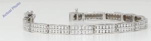 18k White Gold Round Cut Art Decor style two row diamond link bracelet (2.52 Ct, H Color, SI Clarity)
