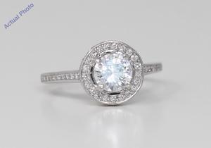 18k White Gold Round Classic stylish engagement solitaire brilliant two tier diamond ring (1.35 Ct, H , I1 )