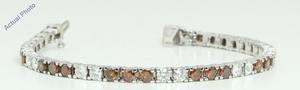 18k White Gold Round Contemporary bi- classic diamond tennis bracelet (10.62 Ct, Brown , Si1 )