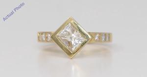 18k Yellow Gold Princess Bezel Setting Contemporary square diamond engagement ring (1.3 Ct, J , VS1 )