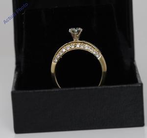 18k Yellow Gold Round Solitaire and baguette cocktail diamond engagement ring (1.55 Ct, K Color, VS1 Clarity)