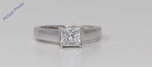 18k White Gold Princess Cut Classic engagement solitaire diamond ring (1.1 Ct, H Color, SI Clarity)