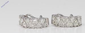 18k White Gold Triangle Diamond Half-hoop dress earrings set with triangular (3.6 Ct, L Color, SI2 Clarity)