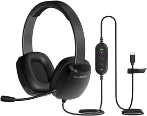 Cyber Acoustics AC-6014 USB-C Headset for PC, Mac, Tablets, and Phones | Wired USB Headphones with Mic, In-Line Volume and Mute Controls, Classroom or Home, Made with 60% Recycled Plastic Cyber Acoustics AC-6014 USB-C Headset for PC, Mac, Tablets, and Phones | Wired USB Headphones with Mic, In-Line Volume and Mute Controls, Classroom or Home, Made with 60% Recycled Plastic