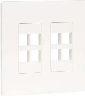 Tripp Lite 8-Port Keystone Double-Gang Faceplate White TAA N080208