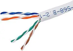 Monoprice Cat5e Ethernet Bulk Cable - 1000 Feet - White | Network Internet Cord - Solid, 350Mhz, CMR, Riser Rated, Pure Bare Copper Wire, 24AWG, No Logo
