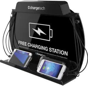 CHARGETECH WALL MOUNT/TABLE TOP CHARGING STATION. INCL. 8 BRAIDED CABLES - 3 APP