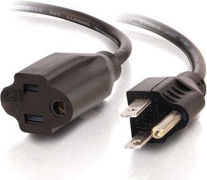 C2G 03114 18 AWG Outlet Saver Power Extension Cord (NEMA 5-15P to NEMA 5-15R) TAA Compliant, Black (3 Feet, 0.91 Meters)