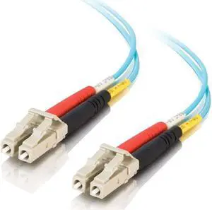 C2G 01119 OM3 Fiber Optic Cable - LC-LC 10Gb 50/125 Duplex Multimode PVC Fiber Cable, Aqua (65.6 Feet, 20 Meters)