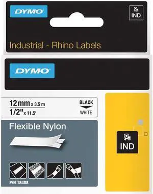 Dymo LABEL, DYMO RHINO, WHITE 1/2"X11.5'