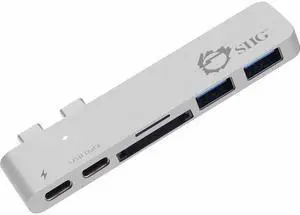 SIIG Thunderbolt 3 USB-C Hub with Card Reader & PD Adapter - Silver