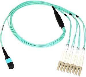 AXIOM MPO FEMALE TO 4 LC MULTIMODE OM4 50/125 FIBER OPTIC BREAKOUT CABLE - 1M