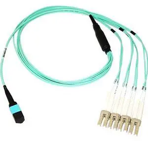 AXIOM MPO FEMALE TO 4 LC MULTIMODE OM3 50/125 FIBER OPTIC BREAKOUT CABLE - 9M