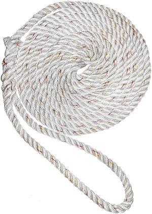 New England Ropes 5/8" X 25' Premium Nylon 3 Strand Dock Line - White w/Tracer