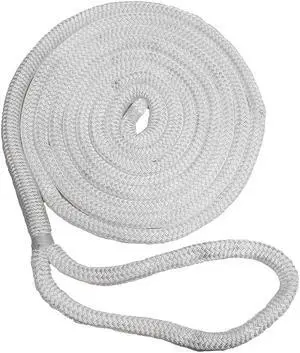New England Ropes 3/8" x 15' Nylon Double Braid Dock Line - White