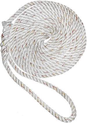 New England Ropes 5/8" X 15' Premium Nylon 3 Strand Dock Line - White w/Tracer
