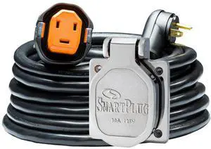 SmartPlug RV Kit 30 AMP Dual Configuration Cordset & Stainless Steel Inlet Combo - 30'