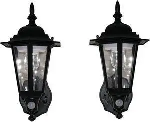 MAXSA Innovations 44719-2PACK Battery-Powered Motion-Activated Plastic LED Wall Sconce, 2-Pack (Black)