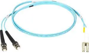 OM3 50/125 MULTIMODE FIBER OPTIC PATCH CABLE - OFNR PVC, ST-LC, AQUA, 10-M (32.8