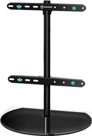 ONKRON Table Top TV Stand - 360 Swivel TV Stand for 32-65 Inch LED LCD Flat or Curved Screen TVs up to 77 lbs - Tempered Glass Height Adjustable TV Base Max VESA 400x400 mm, Black