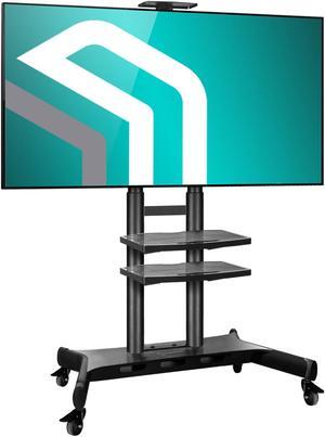ONKRON Mobile TV Stand with Wheels Rolling TV Stand for 50-83 Inch LED LCD Flat or Curved Screen TVs up to 200 lbs - Height Adjustable TV Cart with Shelves - max VESA 800x500 mm (TS1881) Black