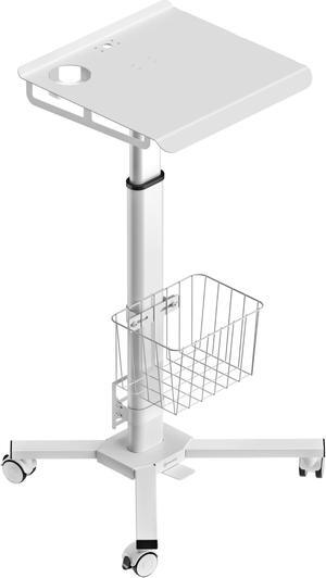 ONKRON Rolling Laptop Stand - Computer Cart With Wheels - Standing Desk On Wheels - Foot Pedal Pneumatic Height Adjustable Table On Wheels - Utility Medical Cart - Desk Load up to 17.6 Lbs, White