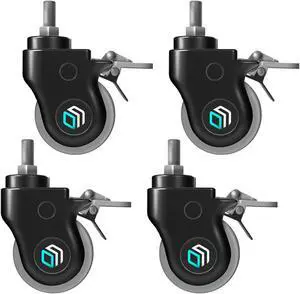 ONKRON Designer Caster Wheels 4 Inch for Mobile TV Cart TV Stand Heavy Duty Smooth Running with Double Safety Lock Plastic Casing Set of 4 AWL100 Black