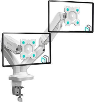ONKRON Dual Monitor Stand for Desk - Dual Monitor Mount for 13 - 32 Inch Screens up to 17.6 lbs - Adjustable Monitor Stand - Gas Spring Dual Monitor Arm Vesa Mount 75x75 100x100 (G160) White
