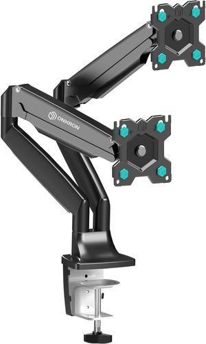 ONKRON Dual Monitor Arm for 13-32 inch Flat/Curved Screens up to 19.8 lbs Each - Adjustable Monitor Mounts for 2 Monitors, Gas Spring Dual Computer Monitor Stand for Desk, VESA 75x75 100x100, Black