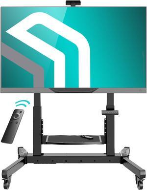 ONKRON Motorized TV Lift with Wheels - Mobile TV Stand Cart for 50-100 Inch Flat/Curved Screens up to 265 lbs - Height Adjustable TV Cart - Automatic TV Lift Mechanism with Remote Control, Black