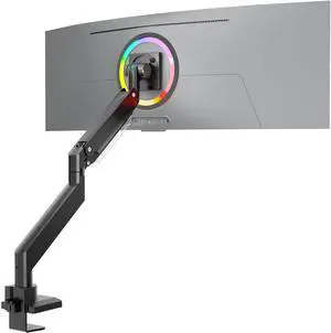 ONKRON Heavy Duty Monitor Arm for 17 - 57 Inch Screen up to 59.4 lbs, Ultrawide Monitor Mount with Gas Spring, VESA 75x75 - 200x200, Single Arm Screen Mount for Desk Swivel, Tilt, Rotation Black