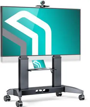 ONKRON Mobile TV Stand on Wheels for 70 - 110 Inch Screen, max Load up to 320 lbs, Height Adjustable TV Portable Stand max VESA 1000x600 Heavy Duty Aluminum TV Cart Rolling TV Stand with Shelf Black