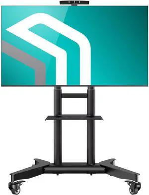 ONKRON Mobile TV Stand on Wheels for 32 - 75 Inch TVs, max Load up to 132 lbs, Height Adjustable TV Stand Portable, VESA 200x200 - 600x400, Rolling TV Cart with Shelf / TV Moving Stand Black