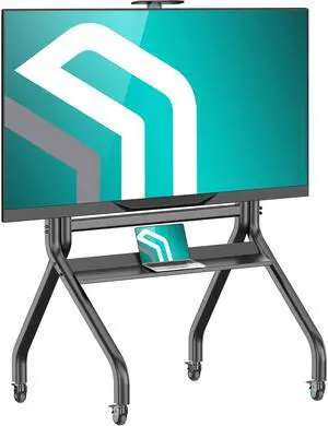 ONKRON Portable TV Stand with Wheels - Mobile TV Cart for 60-120" TVs up to 331 lbs, TV Cart Rolling TV Stand Height Adjustable, TV Stand Rolling TV Mount with 2 Shelves, Heavy Duty Stand Black