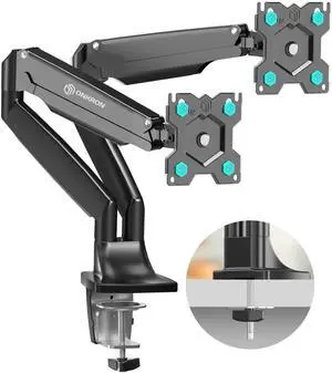 ONKRON Dual Monitor Arm for 13-32 inch Flat/Curved Screens up to 19.8 lbs Each - Adjustable Monitor Mounts for 2 Monitors, Gas Spring Dual Computer Monitor Stand for Desk, VESA 75x75 100x100, Black