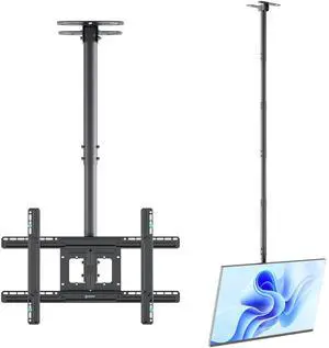 ONKRON TV Ceiling Mount for 32 - 80 Inch Screen up to 150 lbs, Height Adjustable, Full Motion Ceiling TV Mount Long, max VESA 600x400, Hanging Television Pole Bracket with Swivel and Tilt Black