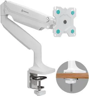 ONKRON Monitor Arm-Full Motion Desk Mount for 13-32 Inch Flat or Curved Screens up to 19.8 lbs- Single Monitor Desk Mount-Adjustable Gas Spring Monitor Arm, VESA 75x75,100x100, White