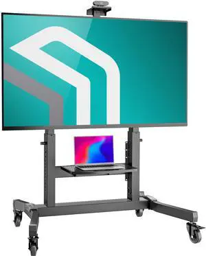 ONKRON Mobile TV Stand Mobile TV Cart with Wheels for 50-100 Inch LCD LED Flat Curved Screens up to 265 lbs, Height Adjustable Portable TV Stand with Tilt, Large Base, Max VESA 1000x600 mm, Black