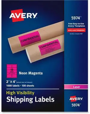 Avery High-Visibility Neon Shipping Labels