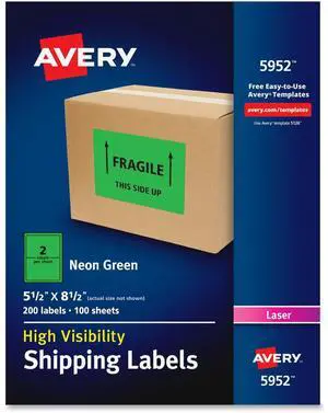 Avery High-Visibility Neon Shipping Labels