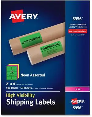 Avery High-Visibility Neon Shipping Labels