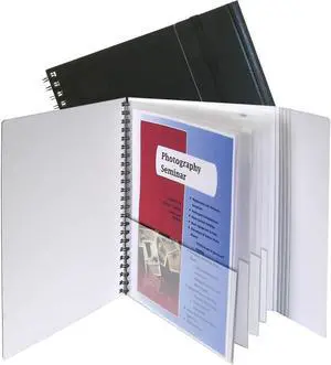Eight-Pocket Portfolio with Security Flap, Polypropylene, 8 1/2 x 11, Black