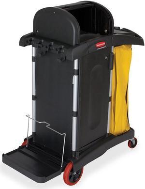 High-Security Healthcare Cleaning Cart, 22w x 48.25d x 53.5h, Black 9T7500BK