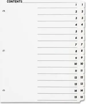 Sparco Quick Index Table Of Contents Divider