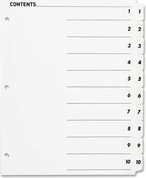 Sparco Quick Index Table Of Contents Divider
